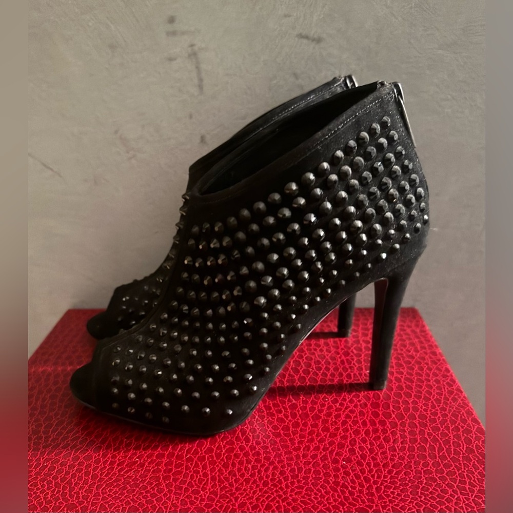 Michael Kors Dani Embellished Studded Open-Toe Shooties Black Size 6 Ankle Boots